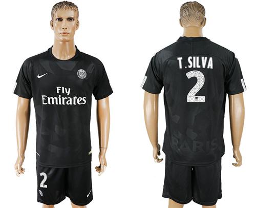 Paris Saint-Germain #2 T.Silva Sec Away Soccer Club Jersey
